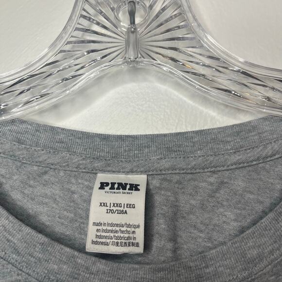 Victoria’s Secret PINK Gray Long Sleeve Tee XXL Wish You Were Here Snow Globe - Picture 4 of 6